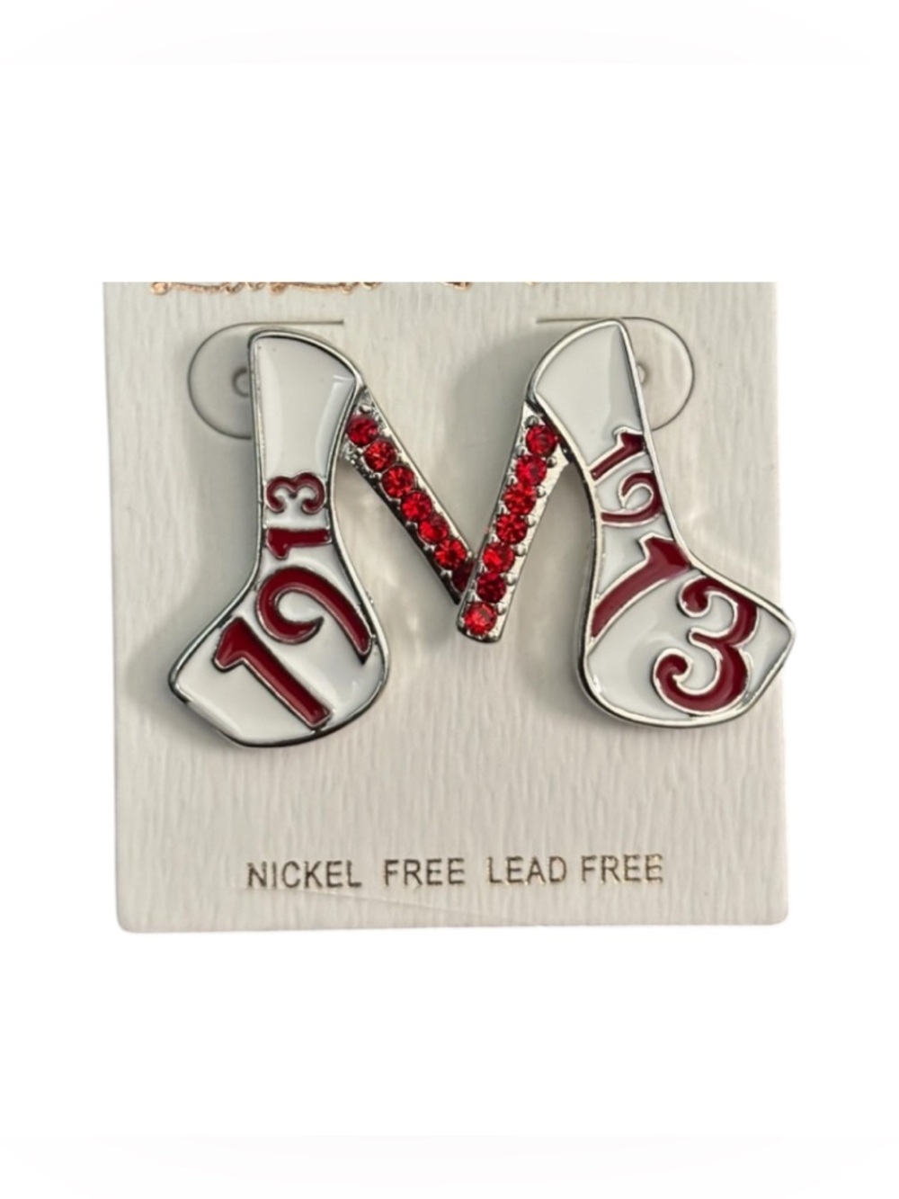 1913 Delta Sigma Red & White Stiletto Earrings
